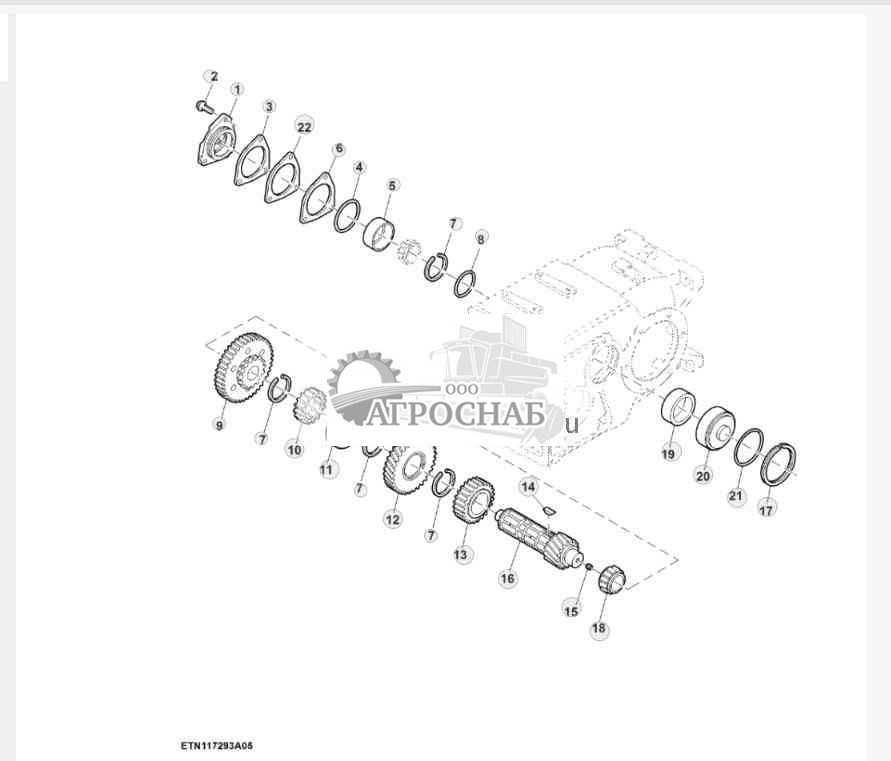 Шестерни трансмиссии, подшипники и вал-шестерня, 30 кмч 